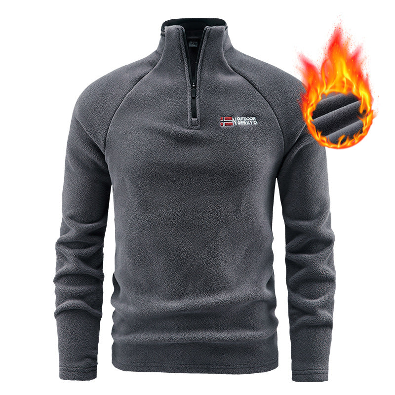 Herren Fleece-Halbzip-Pullover mit stehendem Kragen und atmungsaktivem Thermofleece Echoarchiv