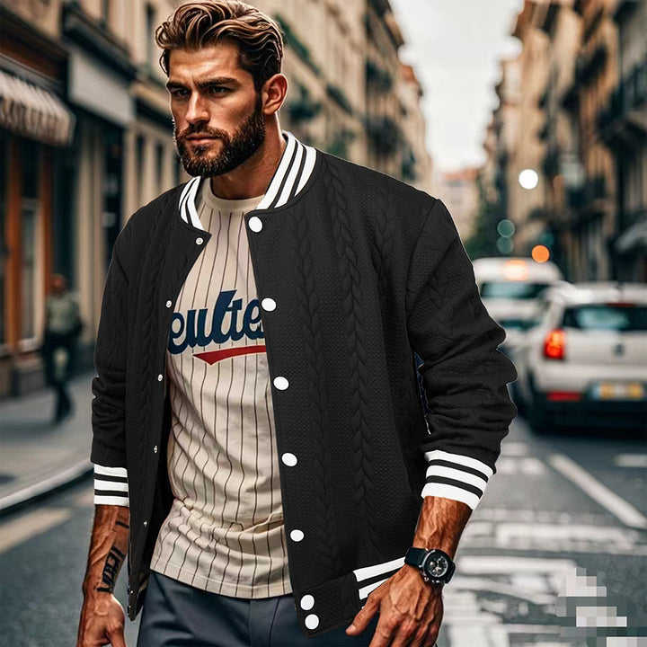 Herren Sportswear-Bomberjacke mit strukturiertem Design und Kontraststreifen Echoarchiv