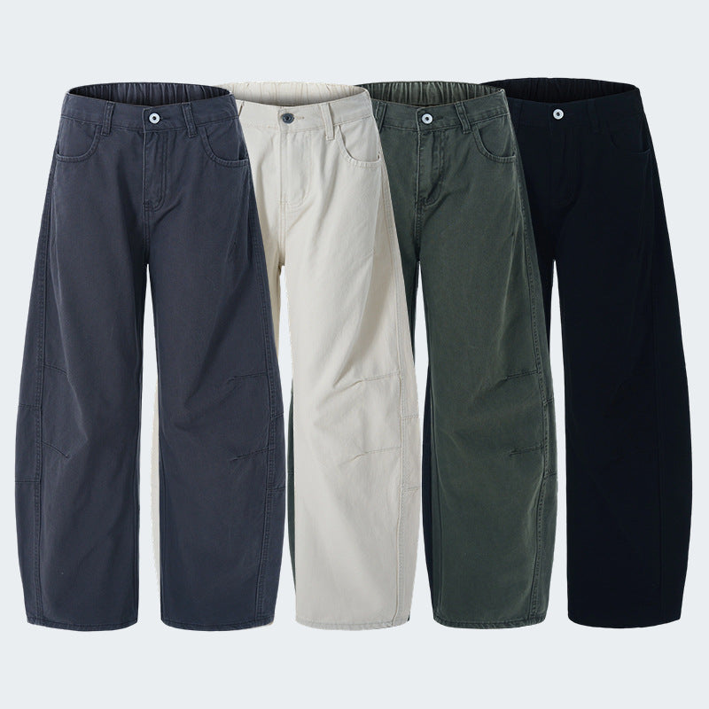 Damen Ultraweite Baumwoll-Canvas Palazzo-Hose mit elastischem Bund und Utility-Nähten Echo Archiv