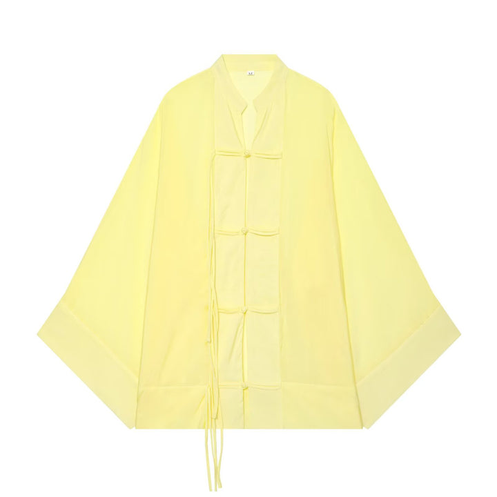 Damen Kimono-Jacke mit traditionellen Knotenverschlüssen und weitem Oversize-Schnitt Echo Archiv