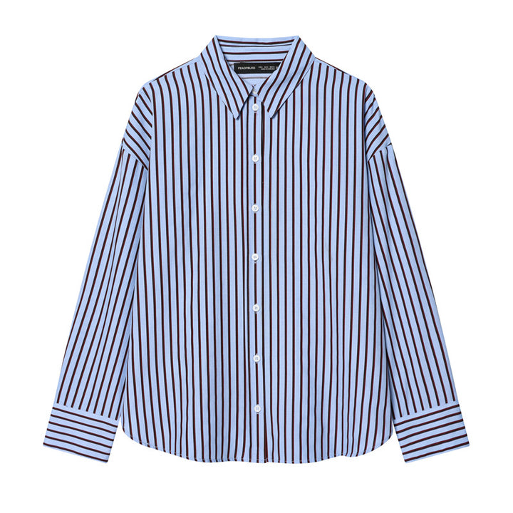 Damen Oversize-Hemd mit vertikalem Streifenmuster und Kentkragen Echo Archiv