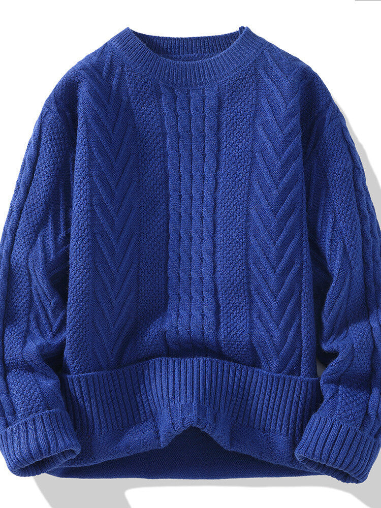 Herren Grobstrickpullover mit Zopfmuster und lässigem Schnitt Echoarchiv