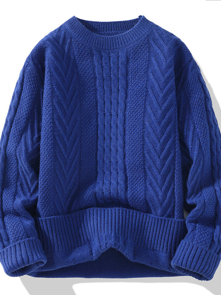 Herren Grobstrickpullover mit Zopfmuster und lässigem Schnitt Echoarchiv