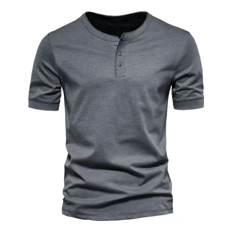 Herren Kurzarm Henley T-Shirt mit Knopfleiste aus weichem Baumwollmix Echoarchiv