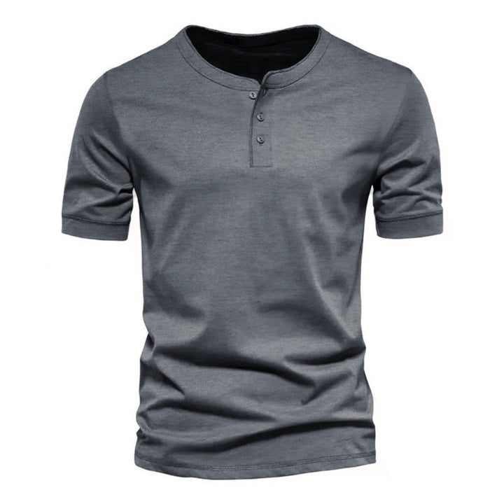 Herren Kurzarm Henley T-Shirt mit Knopfleiste aus weichem Baumwollmix Echoarchiv