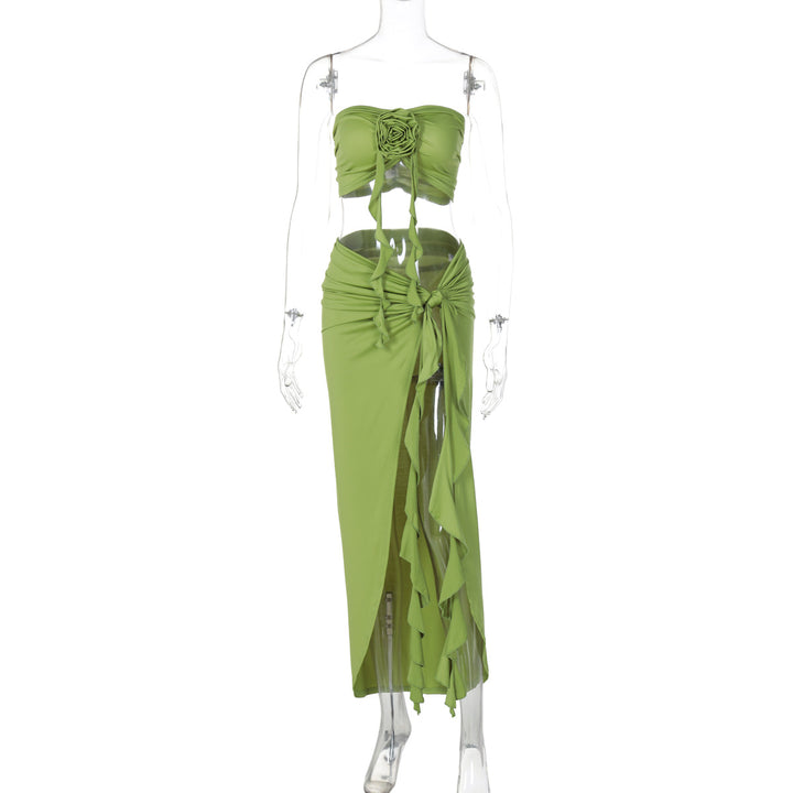 Damen Borten Maxikleid mit asymmetrischem Saum Echo Archiv