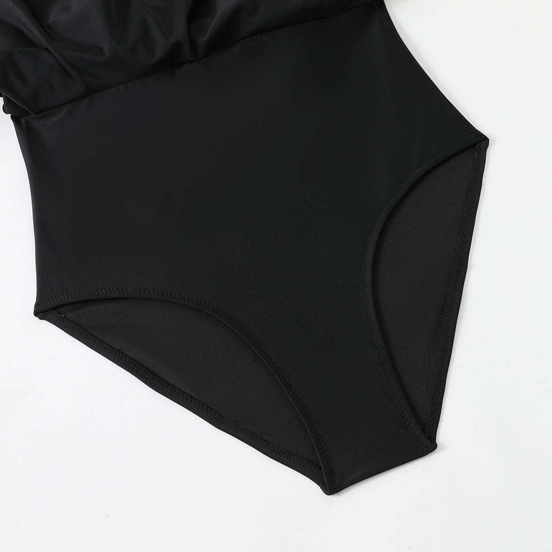 Damen Strandkleid mit leichtem V-Ausschnitt und voluminösen Rüschendetails Echo Archiv
