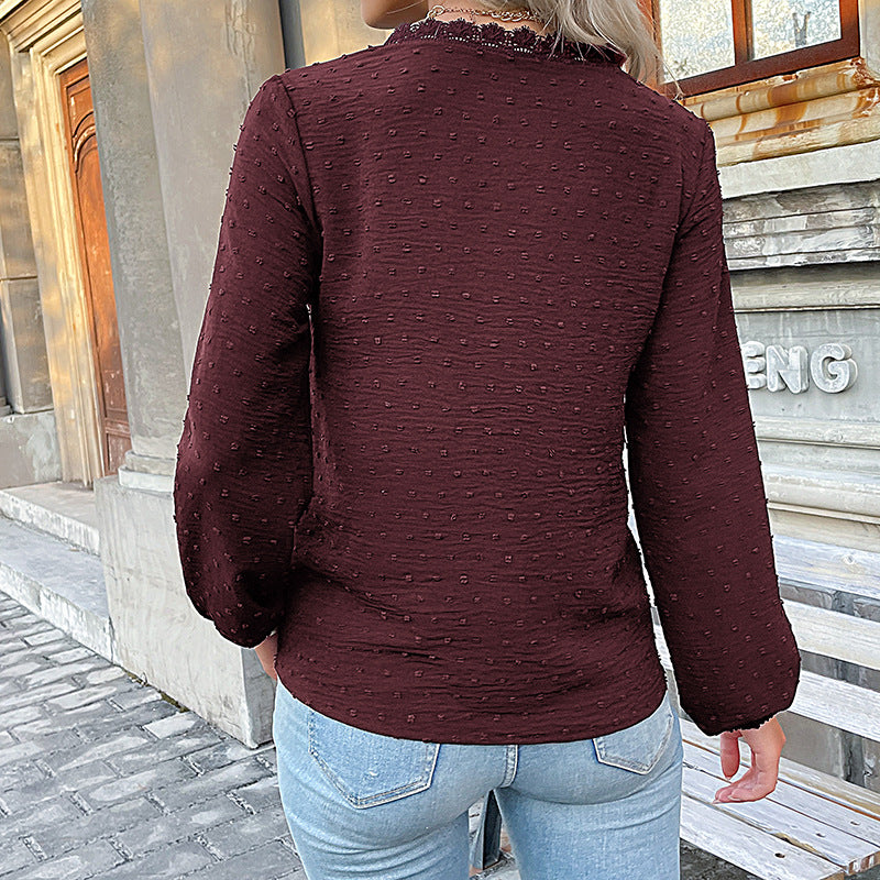 Damen Elegante Bluse mit Rüschendetails und Spitzenakzent Echo Archiv