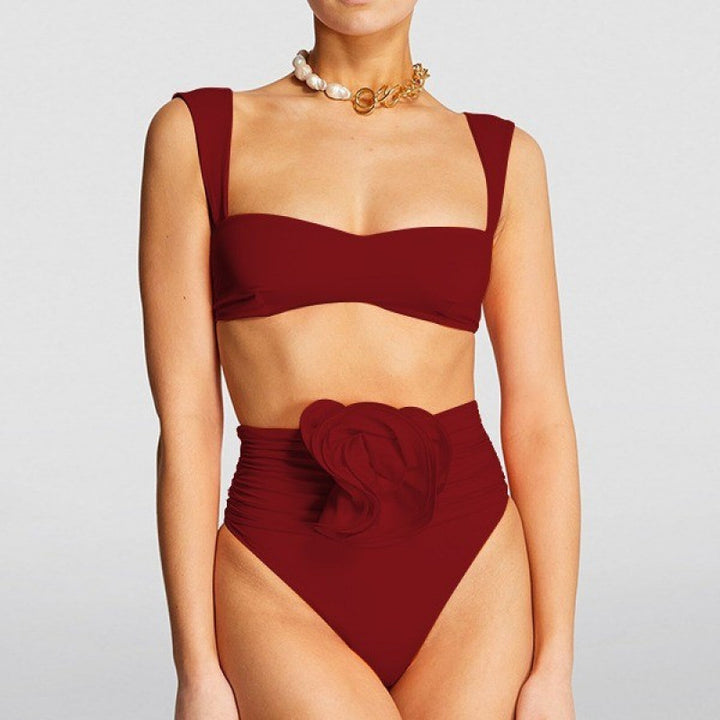 Damen Hochgeschnittener Bikini mit raffiniertem Rüschendetail Echo Archiv