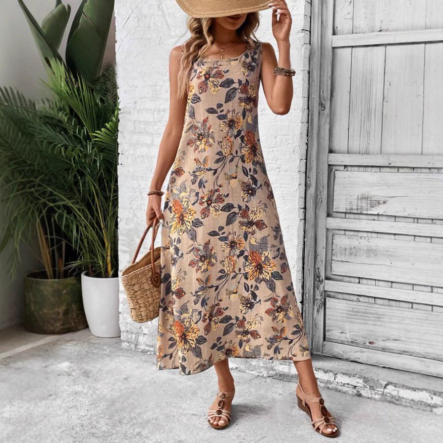 Damen Langes Sommerkleid mit floralem Muster und elegantem Schnitt Echo Archiv