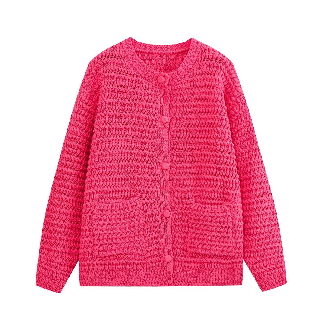 Damen Grobgestrickte Oversize-Cardigan mit Knopfleiste und aufgesetzten Taschen Echo Archiv