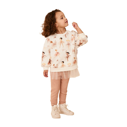 Mädchen Sweatshirt-Kleid mit verspieltem Ballettmotiv und Tüllrock Echo Archiv
