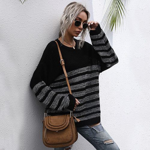 Damen Bequemer Strickpullover mit Streifenmuster Echo Archiv