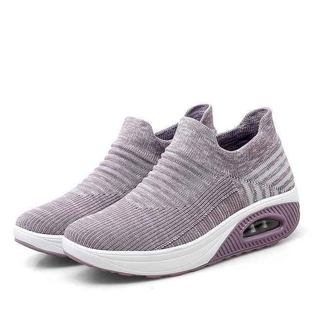 Damen nan gestrickter Schlupf-Walking-Sneaker mit anatomischer Pronationsstütze, Luftpolster-Zwischensohle und sockenähnlichem Schaft Echo Archiv