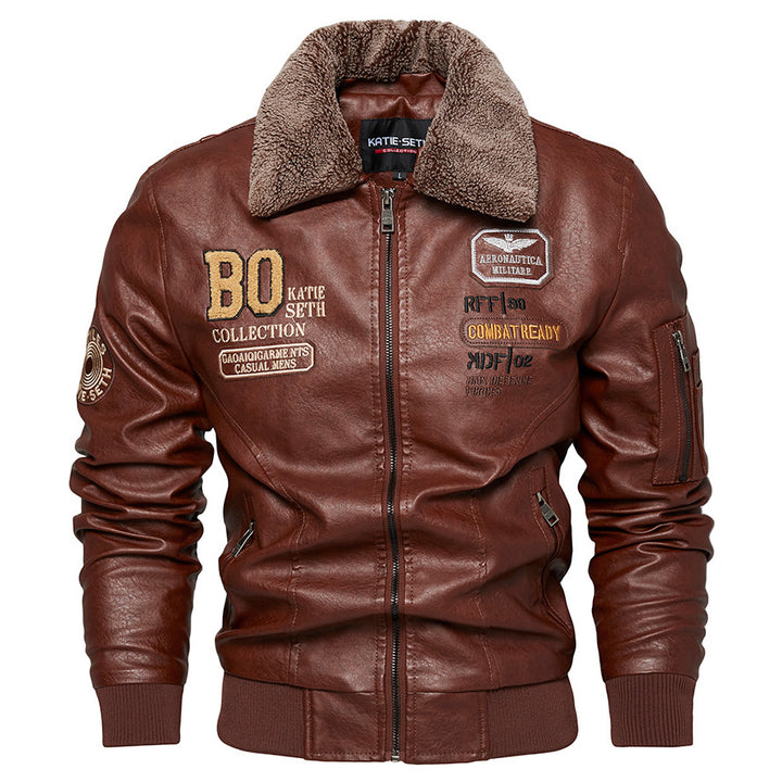 Herren Kunstlederjacke mit gefüttertem Kragen Echo Archiv