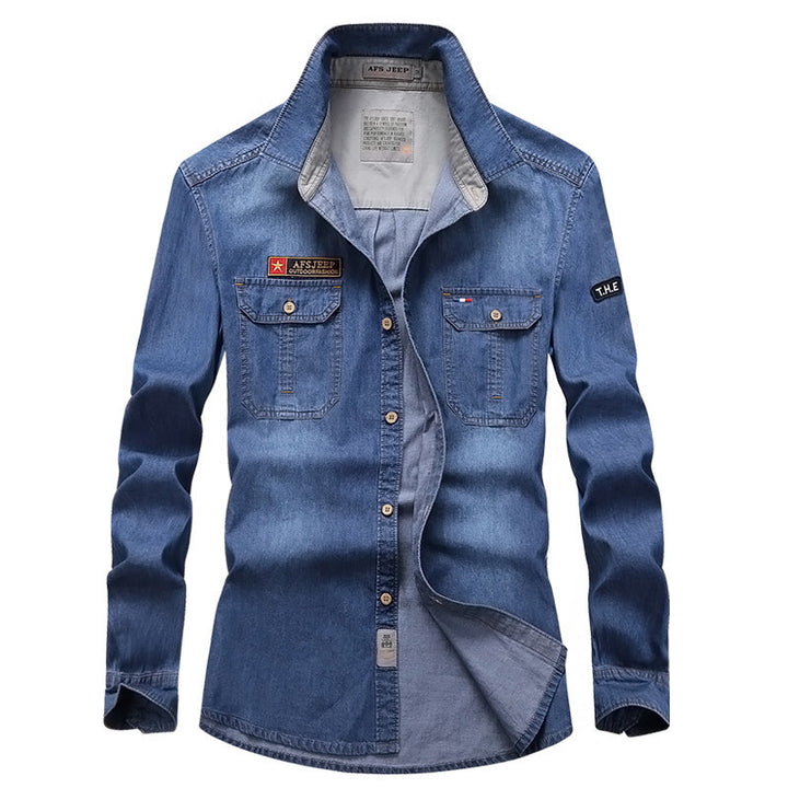 Herren Modisches Denim-Hemd mit Utility-Taschen Echo Archiv