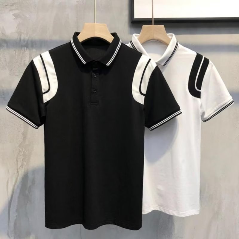 Herren Poloshirt mit kontrastierenden Ärmelapplikationen und hochwertiger Baumwolle Echoarchiv