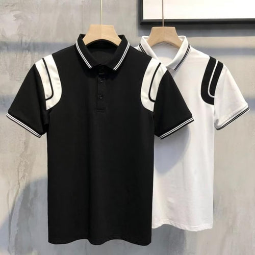 Herren Poloshirt mit kontrastierenden Ärmelapplikationen und hochwertiger Baumwolle Echoarchiv