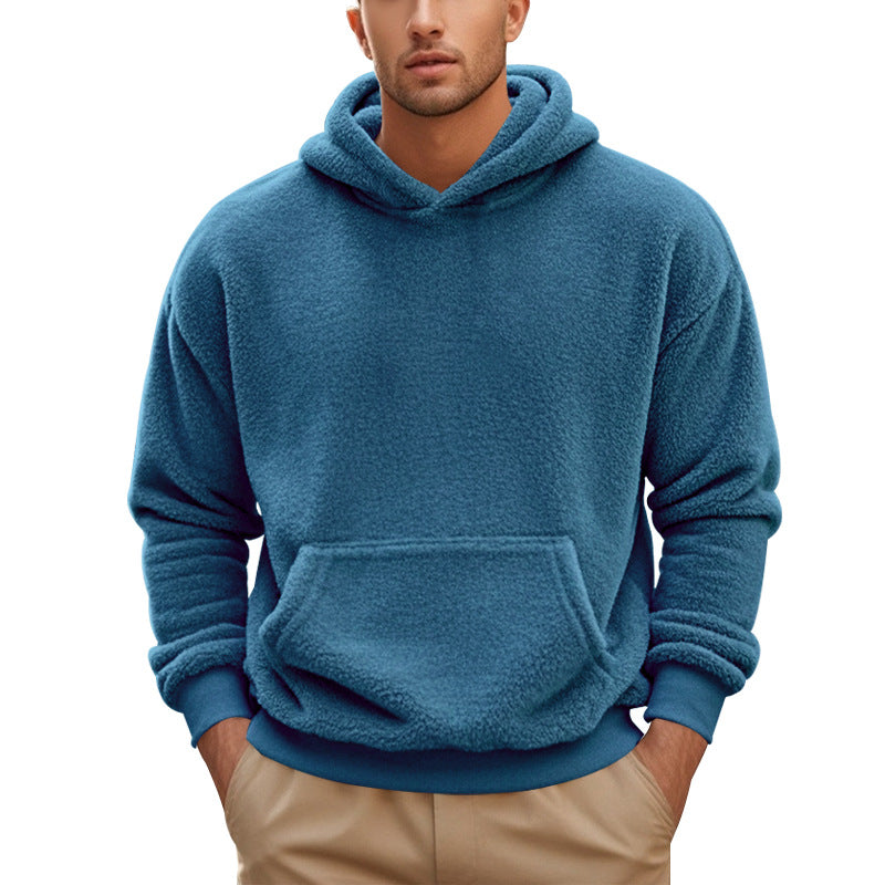 Herren kuscheliger Fleece-Hoodie mit Kängurutasche und elastischen Bündchen Echoarchiv