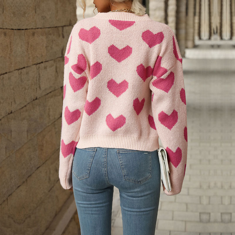 Damen Gemusterter Strickpullover mit Herzmotiven Echo Archiv