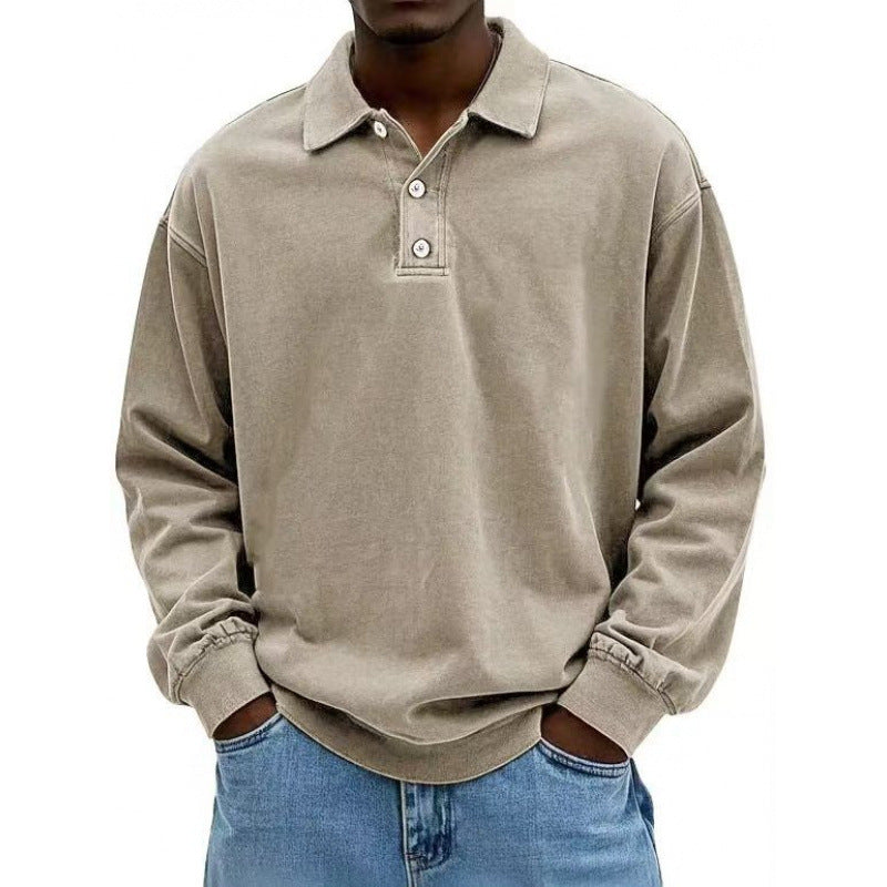Herren Oversize Langarm Polo aus Baumwollmix – Cavello
