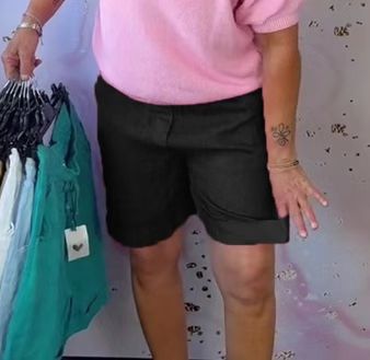 Damen nan Leinenmix-Relaxshorts mit elastischem Komfortbund und Eingrifftaschen Echo Archiv