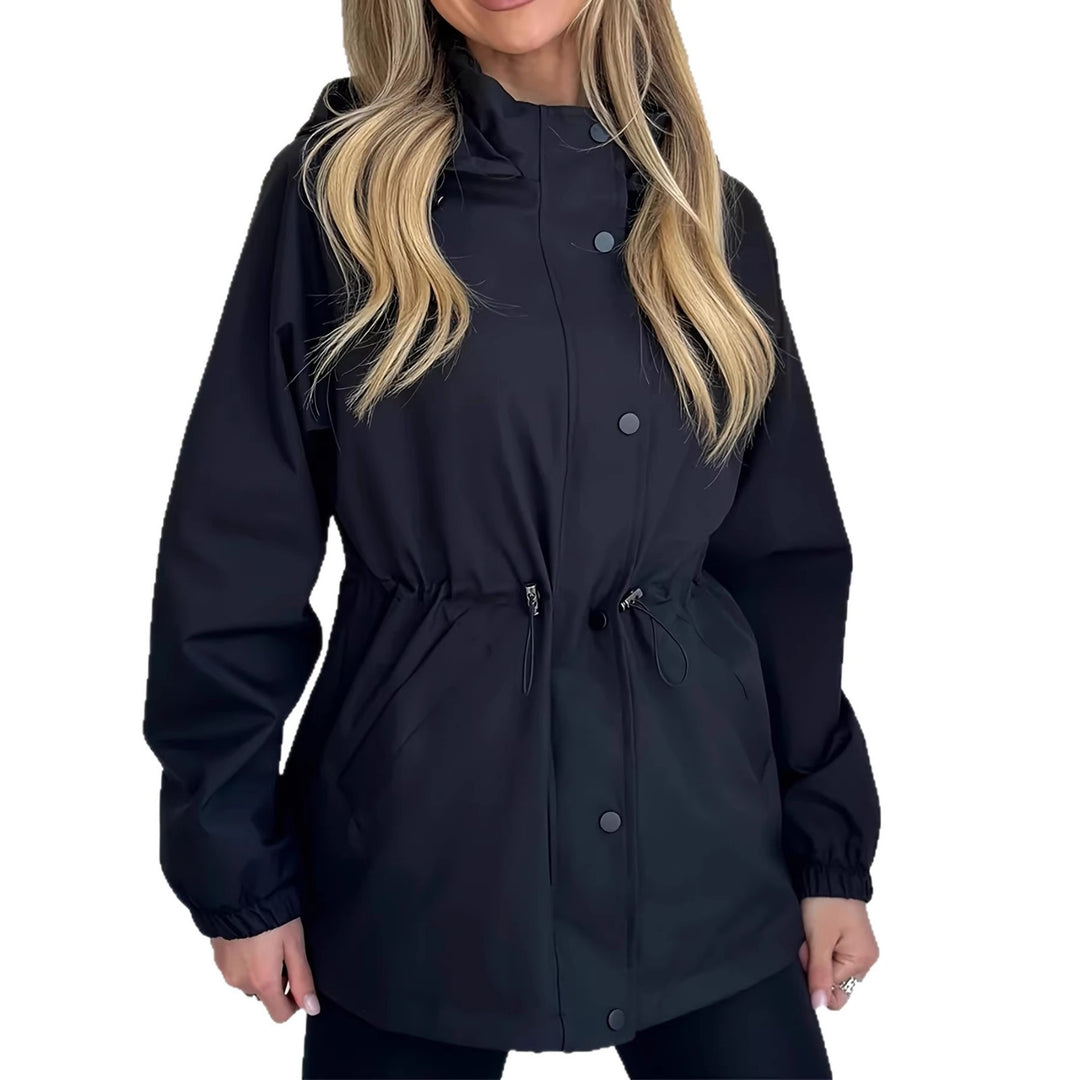 Damen nan wasserfeste Regenjacke mit Kapuze und Taillenzug Echo Archiv