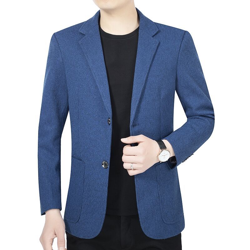 Herren Tailliertes Wollmix-Sakko im Casual-Blazer-Stil mit aufgesetzten Taschen Echoarchiv