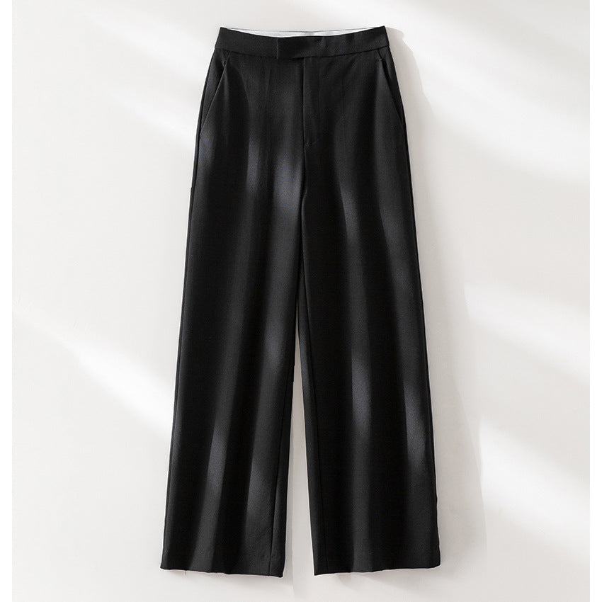 Damen Hochtaillierte weite Palazzo-Hose aus fließendem Satin mit Bügelfalte Echoarchiv