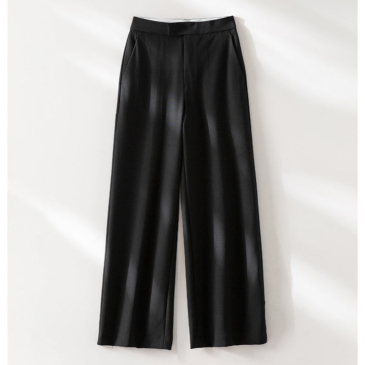 Damen Hochtaillierte weite Palazzo-Hose aus fließendem Satin mit Bügelfalte Echoarchiv