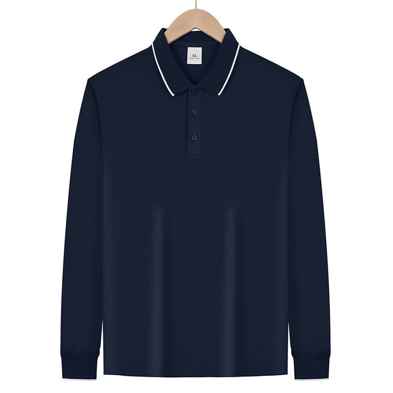 Herren Langärmeliges Funktions-Poloshirt mit Piquéstruktur und Kontrastkragen – Cavello