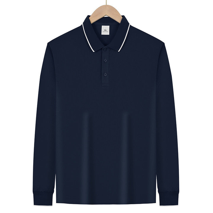 Herren Langärmeliges Funktions-Poloshirt mit Piquéstruktur und Kontrastkragen – Cavello