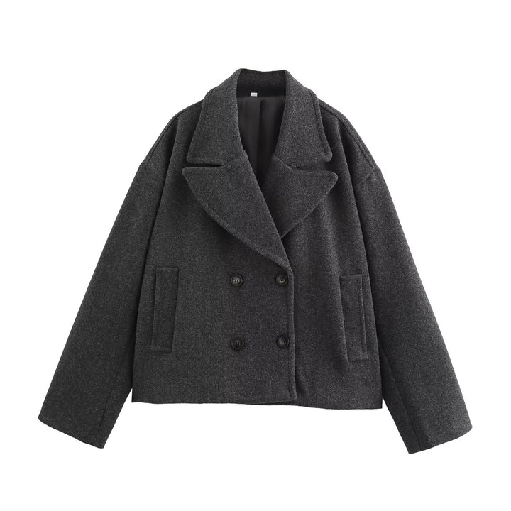 Damen Zweireihige Wollmix-Kurzjacke im Boxy-Schnitt Echo Archiv