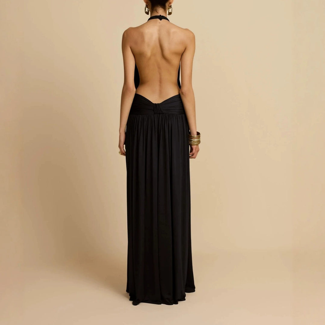 Damen Elegantes Maxikleid mit Hochgängigem Halterneck Echo Archiv