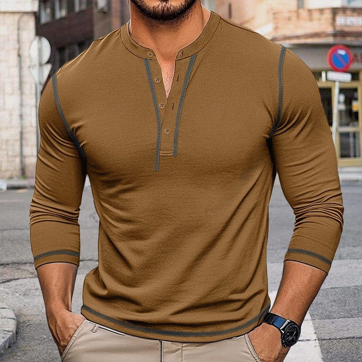 Herren Langarm-Hemden mit Henley-Ausschnitt Echoarchiv