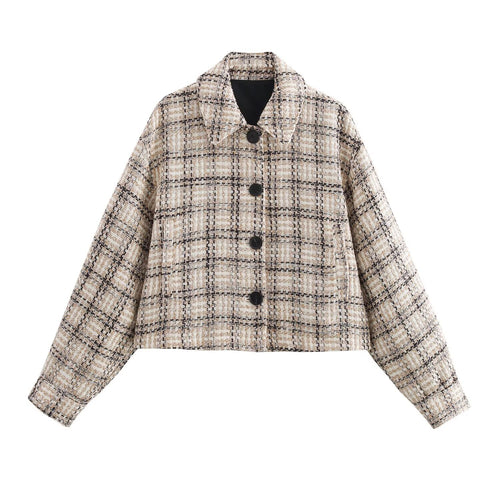 Damen Kurzjacke aus Bouclé-Tweed mit Karomuster und kastigem Schnitt Echo Archiv