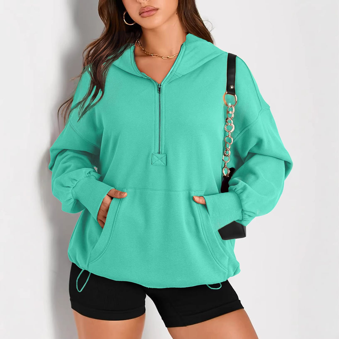 Damen Oversize-Halbzip-Hoodie mit Tunnelzug und Kängurutasche Echo Archiv