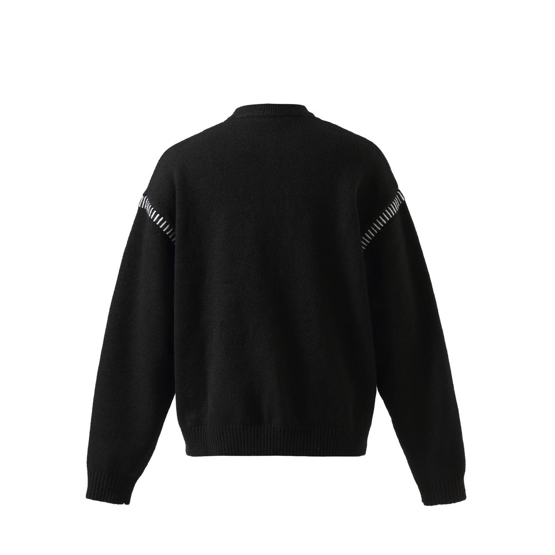 Damen Weicher Oversize Wollmix-Pullover mit Rundhalsausschnitt und dekorativer Schulternaht Echoarchiv