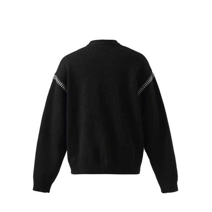 Damen Weicher Oversize Wollmix-Pullover mit Rundhalsausschnitt und dekorativer Schulternaht Echoarchiv