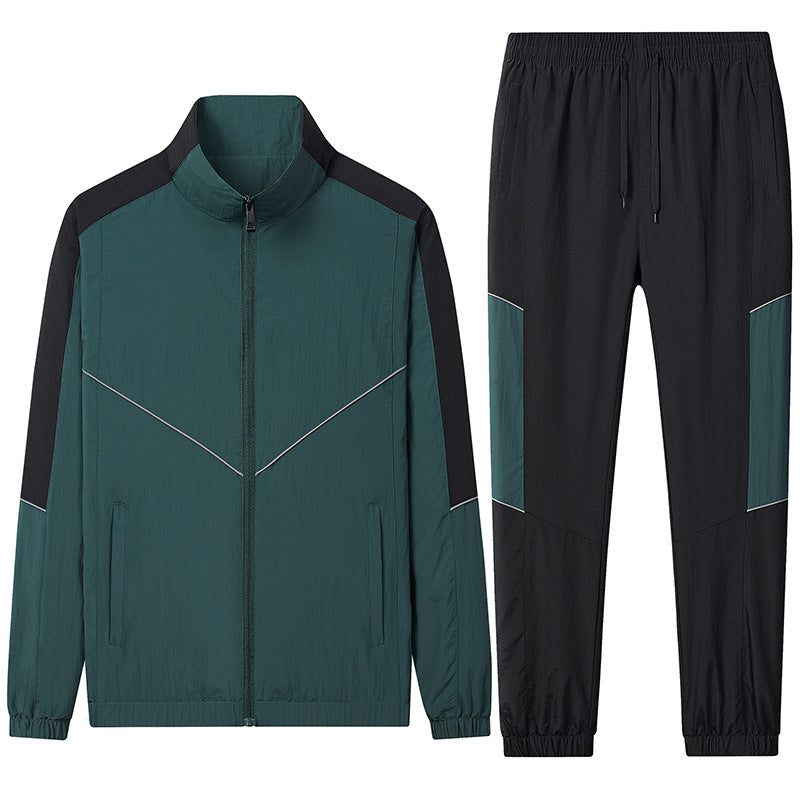 Herren Zweiteiliges atmungsaktives Nylon-Trainingsset mit Stehkragen und Kontrastpaneelen Echoarchiv