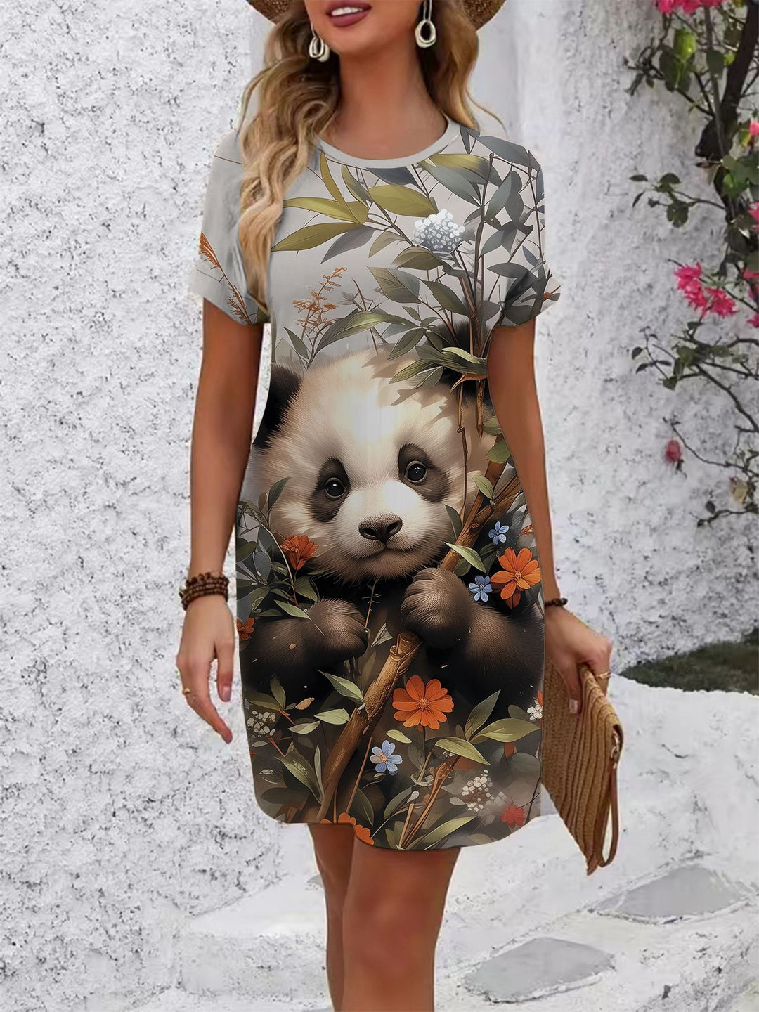 Damen T-Shirt Kleid mit floralem Design und bequemem Schnitt Echo Archiv