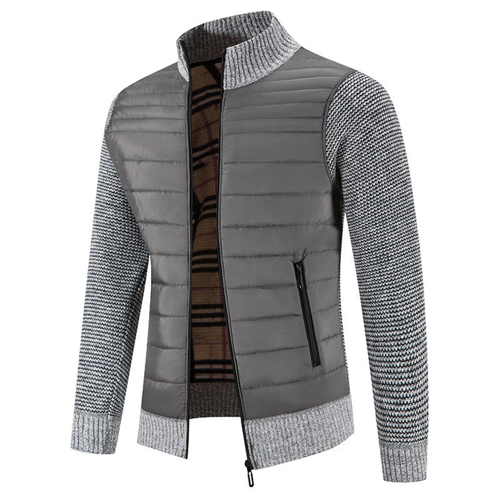 Herren Steppjacke mit modernem Strickärmeln und hohem Kragen Echoarchiv