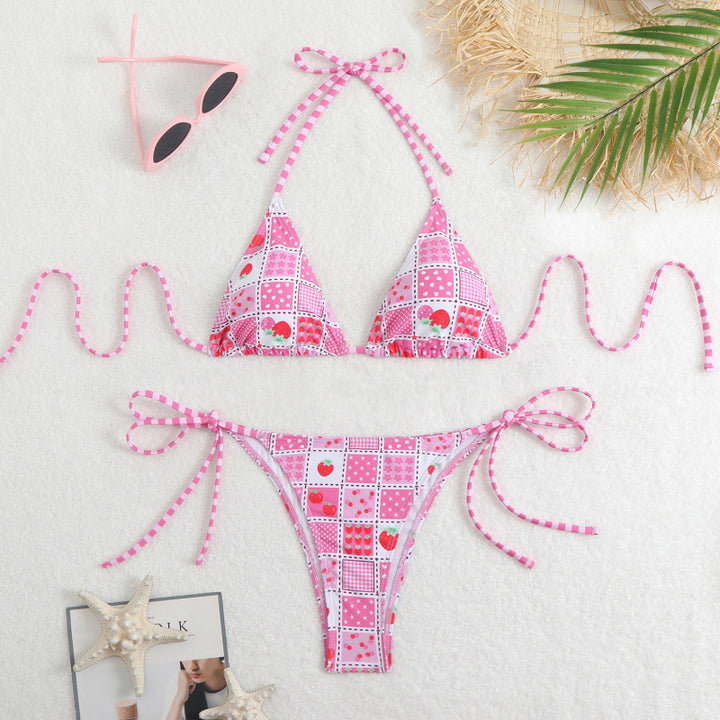 Damen Triangel-Bikini mit floralem Muster und verspieltem Bindeband Echo Archiv