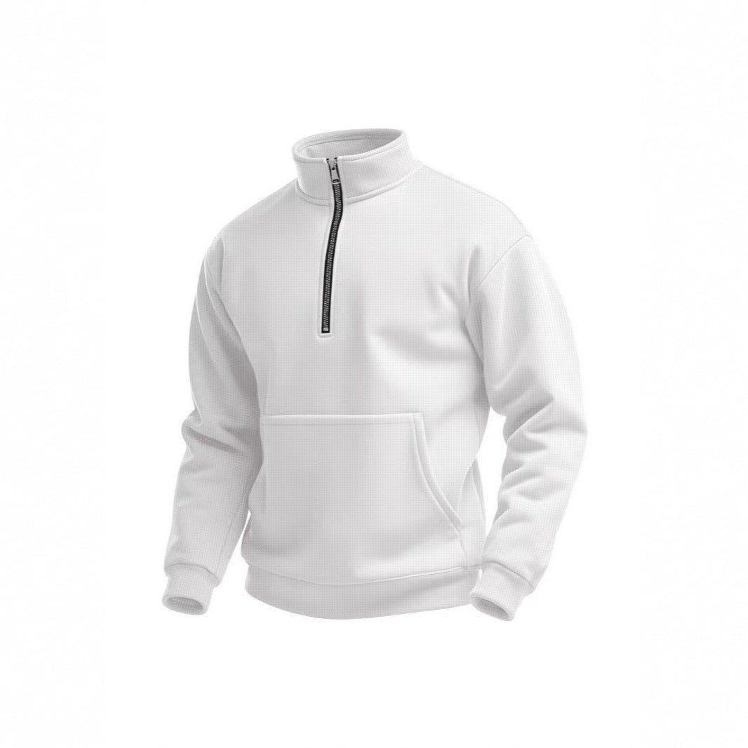 Herren Fleece-Pullover mit kurzem Reißverschluss und Bauchtasche Echoarchiv
