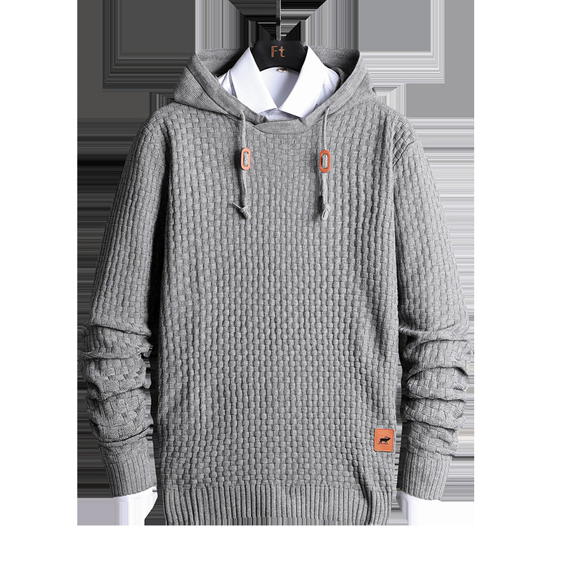 Herren Strukturiertes Kapuzenstrick-Pullover mit Reliefstruktur Echoarchiv