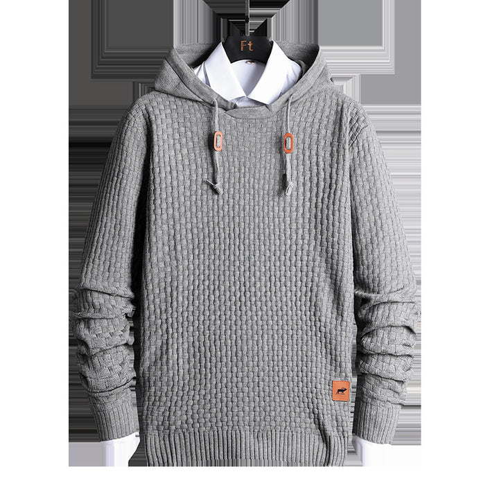 Herren Strukturiertes Kapuzenstrick-Pullover mit Reliefstruktur Echoarchiv