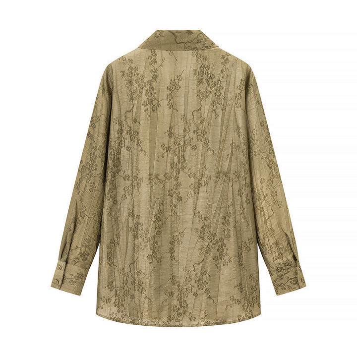 Damen Zweiteiliges Jacquard-Loungewear-Set mit Hemdbluse und weiter Palazzohose Echo Archiv