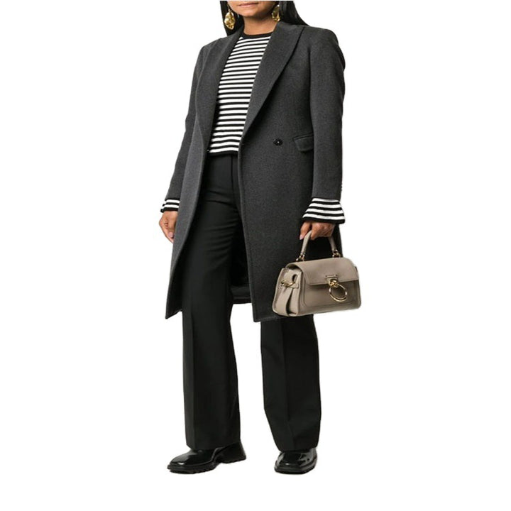 Damen Schlanker Tailoring-Longcoat mit Schalkragen, taillierter Nahtführung und verdeckter Knopfleiste Echoarchiv