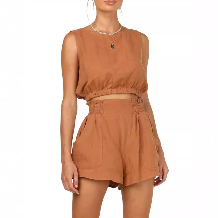 Damen lässiges Set aus topmodernem Oberteil und hohen Shorts Echo Archiv
