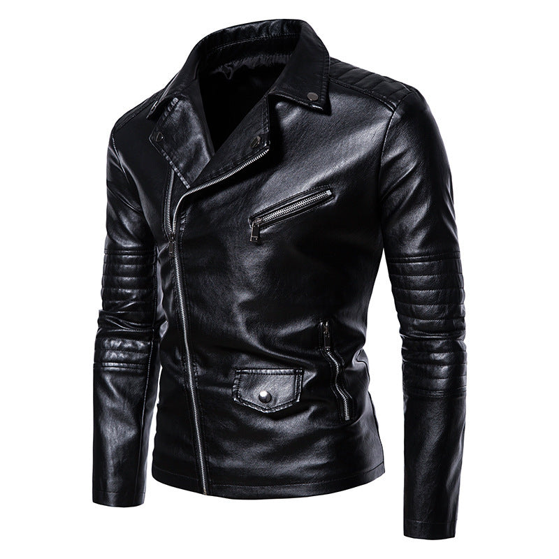 Herren stylische Bikerjacke mit asymmetrischem Reißverschluss und praktischen Taschen Echoarchiv